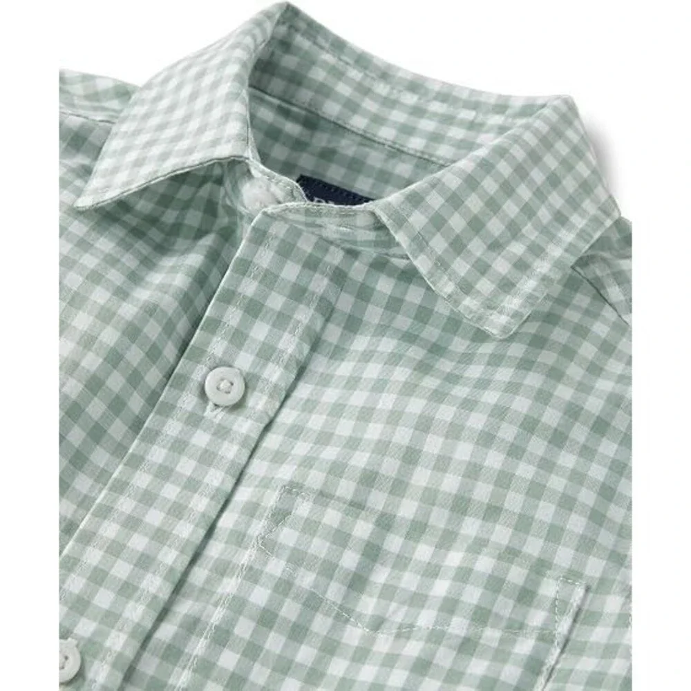 The Children's Place Boys Button Down Shirts LARGE 10-12 Mint Taffy Long Sleeve